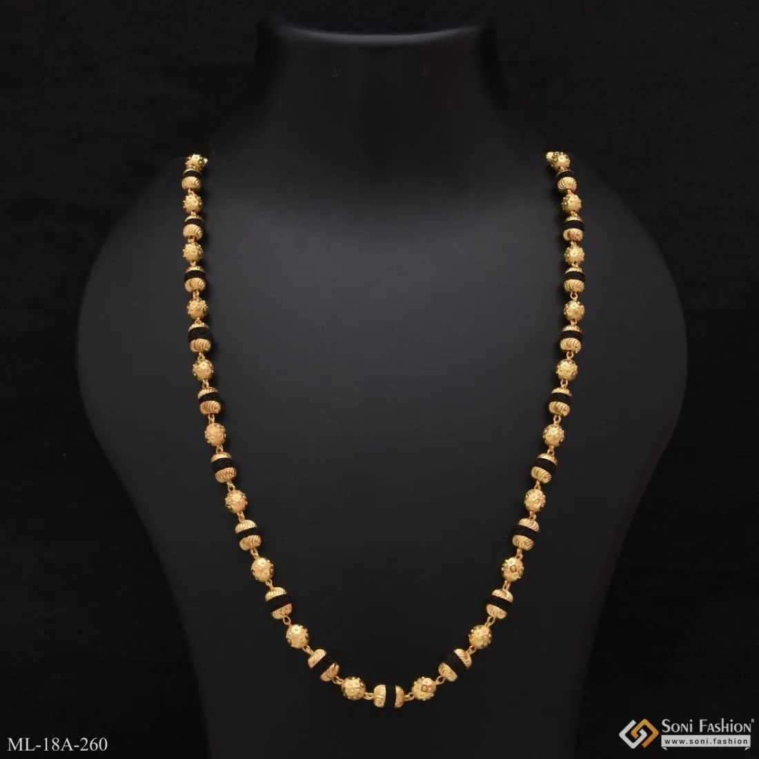 1 Gram Gold Forming 2 in 1 Best Quality Attractive Design Mala for Men - Style A260