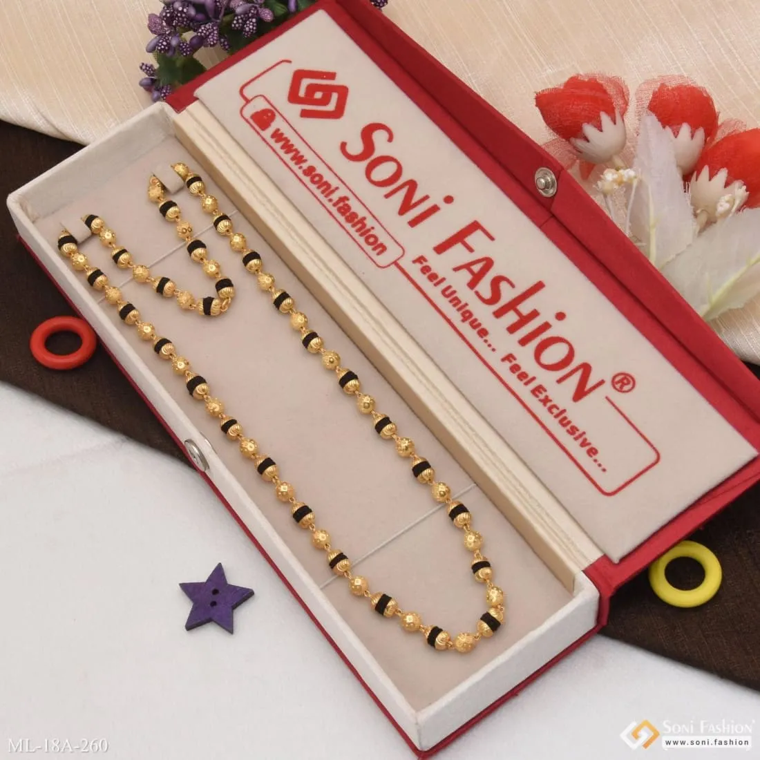 1 Gram Gold Forming 2 in 1 Best Quality Attractive Design Mala for Men - Style A260