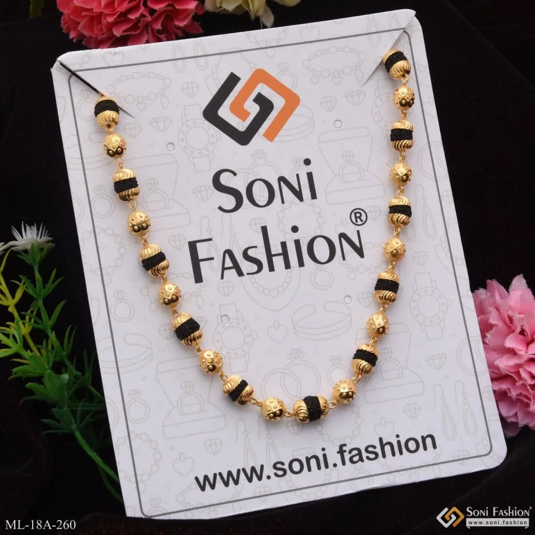 1 Gram Gold Forming 2 in 1 Best Quality Attractive Design Mala for Men - Style A260