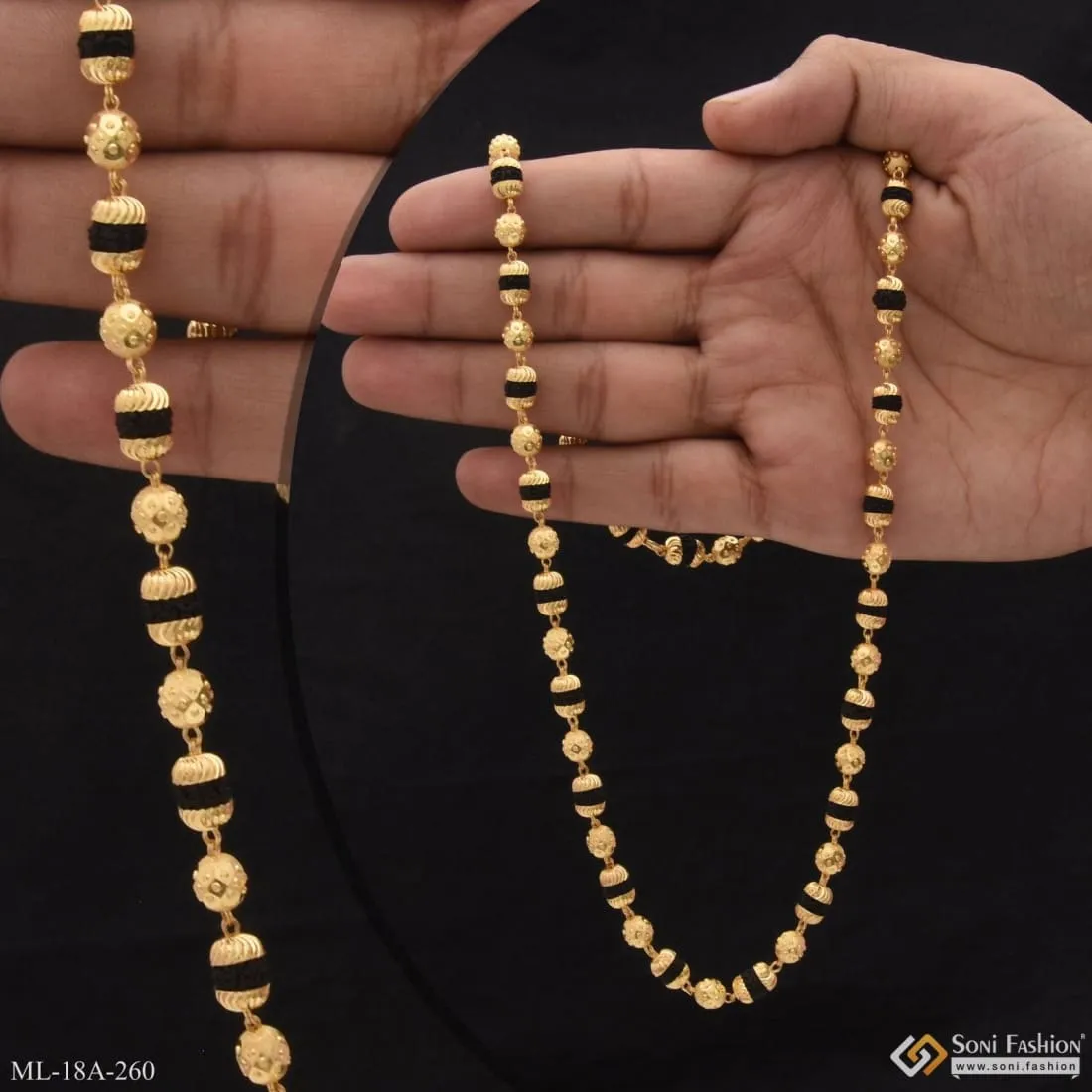 1 Gram Gold Forming 2 in 1 Best Quality Attractive Design Mala for Men - Style A260