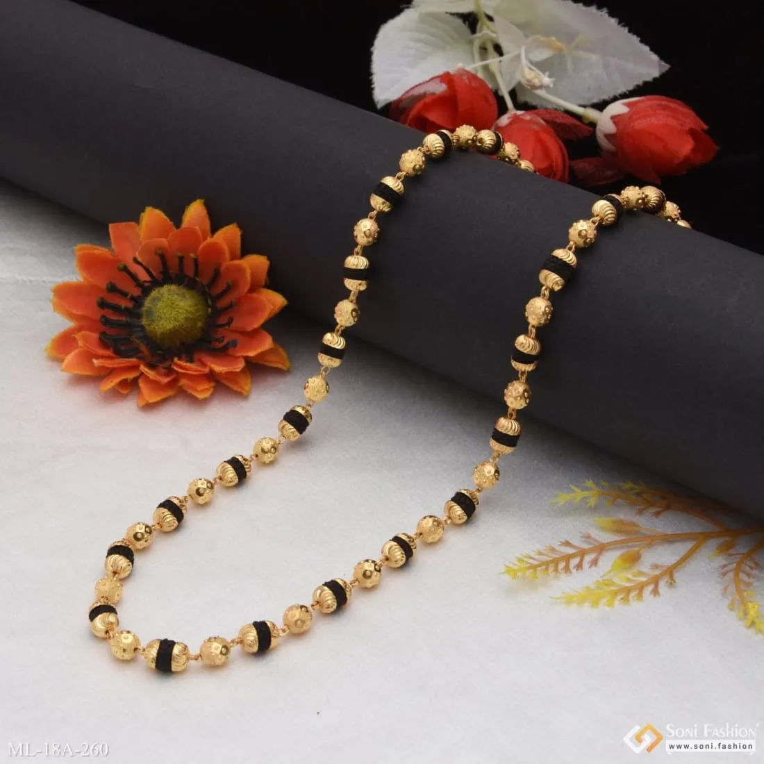 1 Gram Gold Forming 2 in 1 Best Quality Attractive Design Mala for Men - Style A260