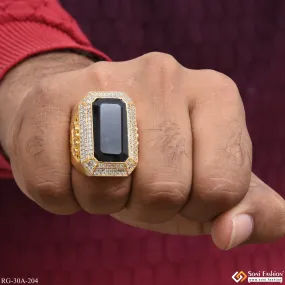 1 Gram Gold Forming Black Stone with Diamond Gold Plated Ring for Men - Style A204 1 Gram Gold Forming Black Stone with Diamond Gold Plated Ring for Men - Style A204