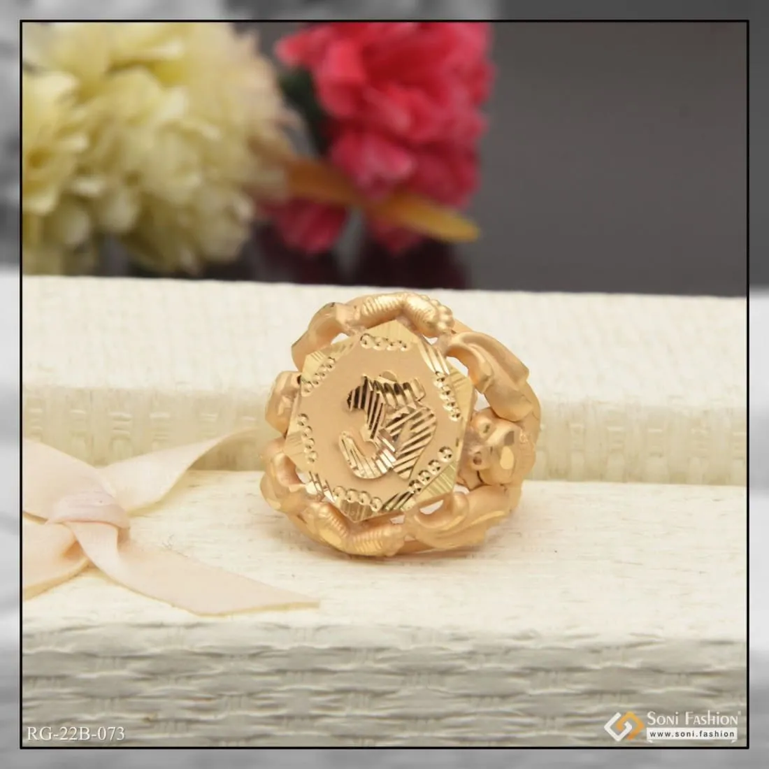 1 Gram Gold Forming Om Stunning Design Superior Quality Ring For Men - Style B073