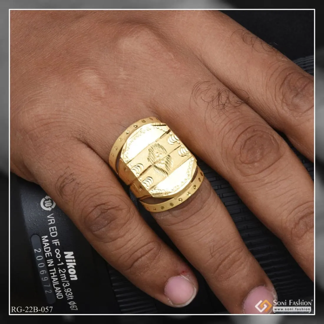 1 Gram Gold Forming Superior Quality Sparkling Design Ring for Men - Style B057