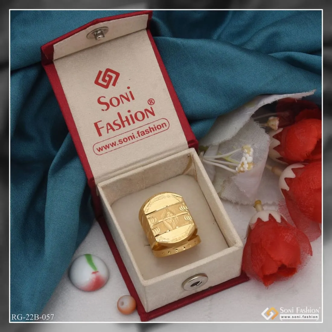 1 Gram Gold Forming Superior Quality Sparkling Design Ring for Men - Style B057