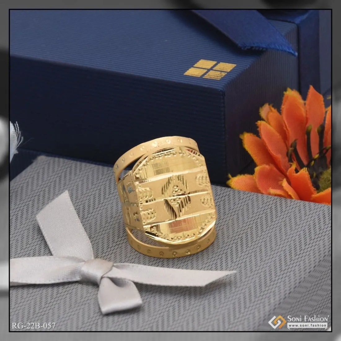 1 Gram Gold Forming Superior Quality Sparkling Design Ring for Men - Style B057