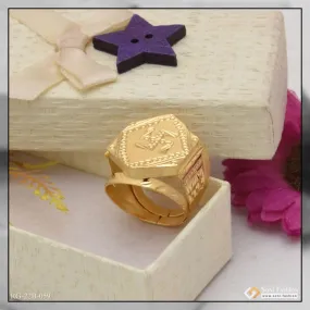 1 Gram Gold Forming Swastik Etched Design High-Quality Ring for Men - Style B059 1 Gram Gold Forming Swastik Etched Design High-Quality Ring for Men - Style B059