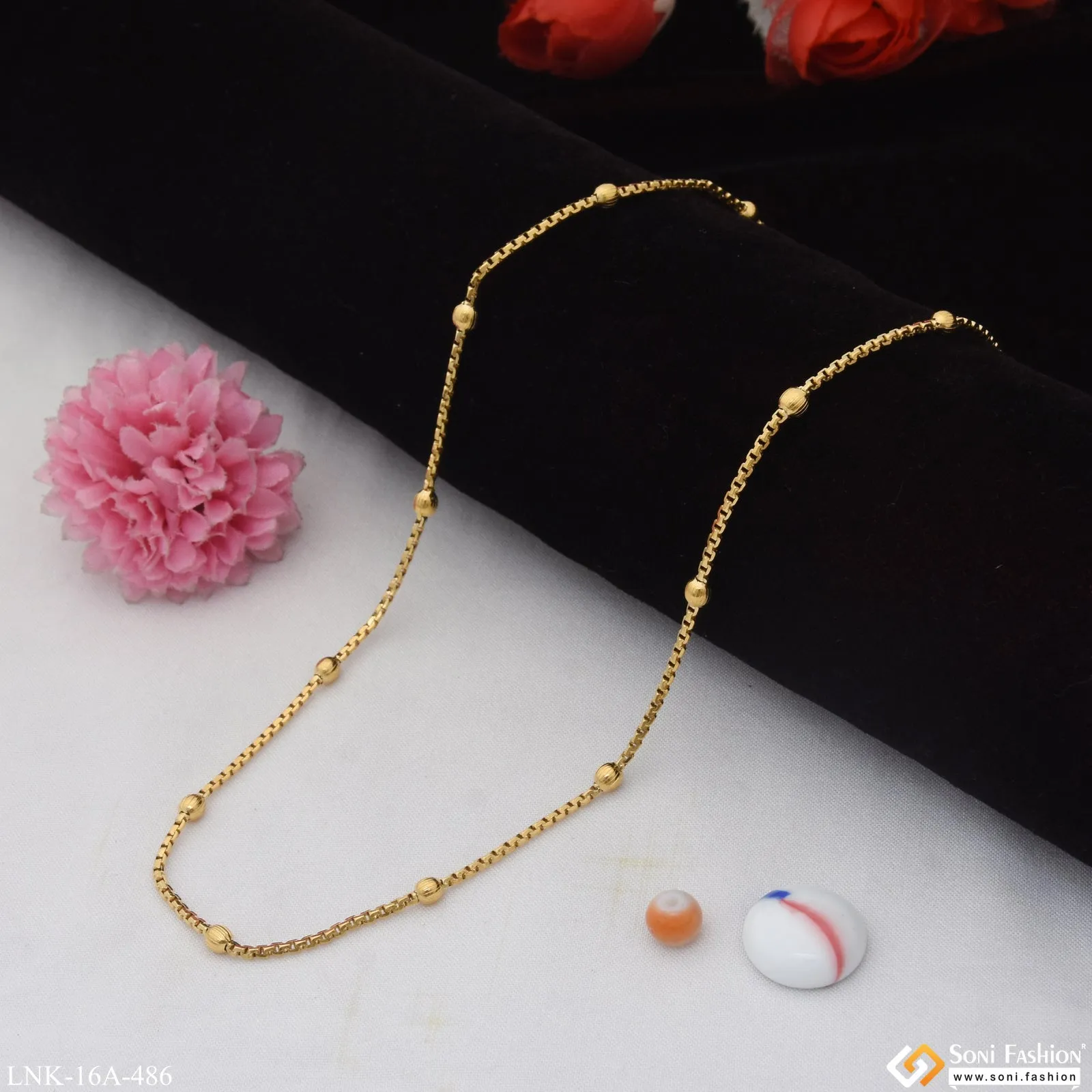 1 Gram Gold Plated Beautiful Design Best Quality Chain for Ladies - Style A486