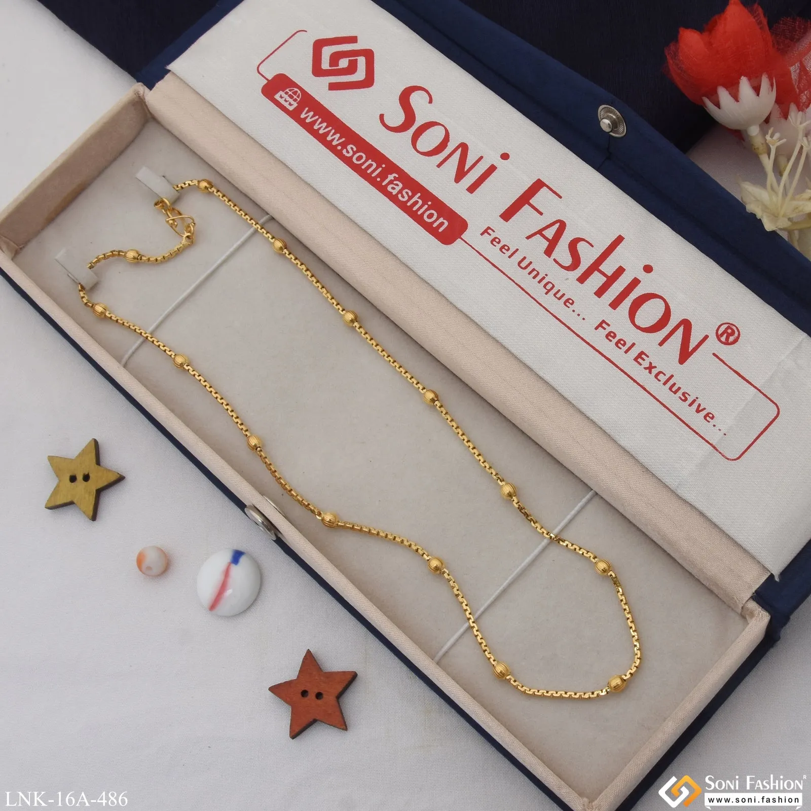 1 Gram Gold Plated Beautiful Design Best Quality Chain for Ladies - Style A486