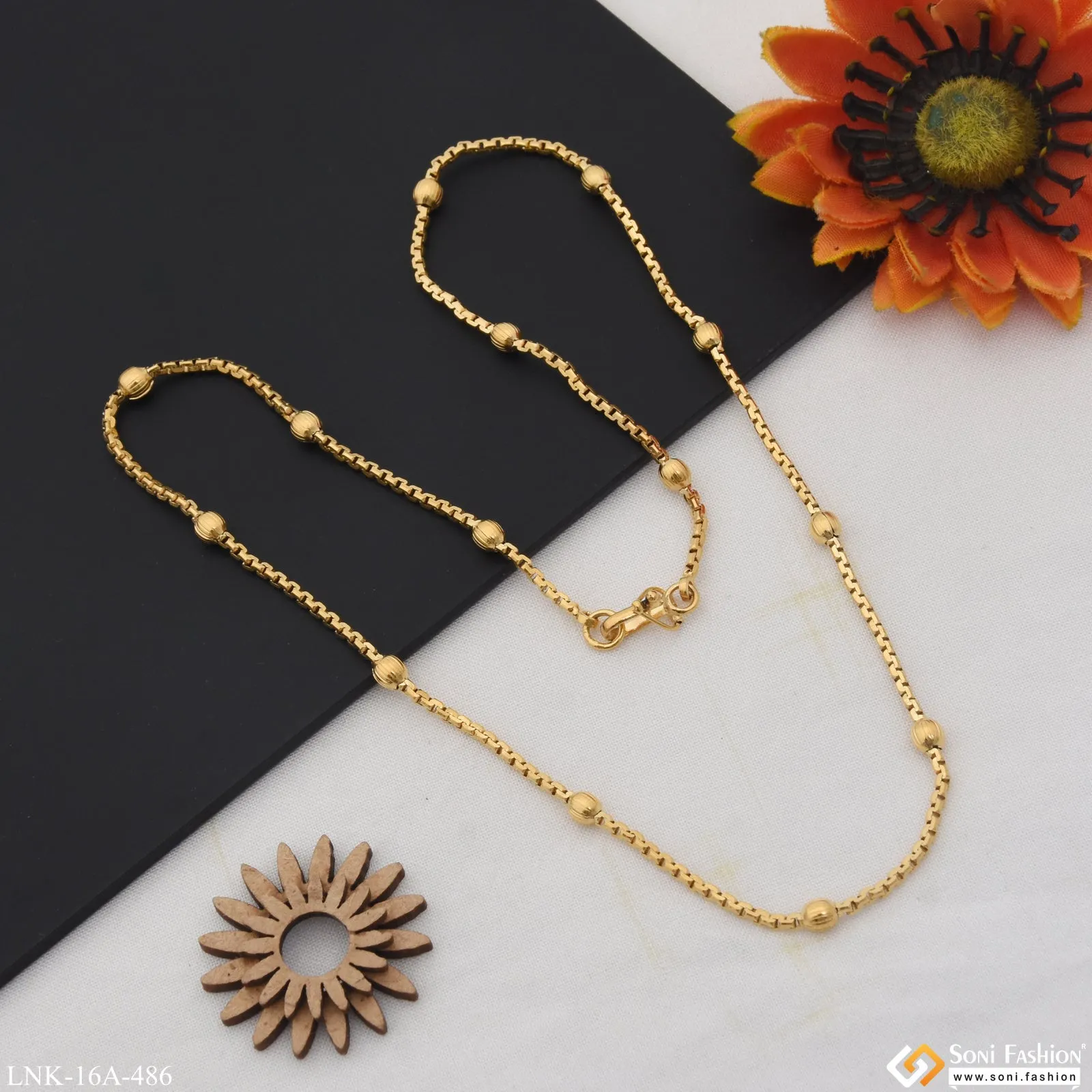 1 Gram Gold Plated Beautiful Design Best Quality Chain for Ladies - Style A486