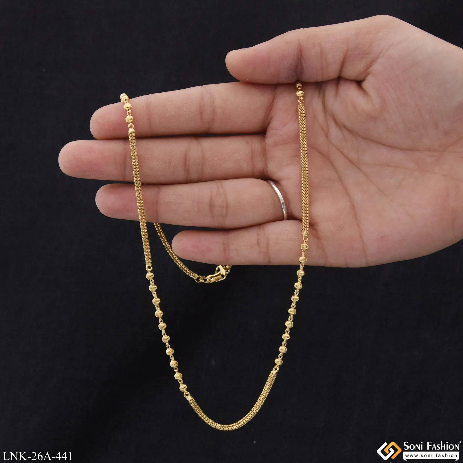 1 Gram Gold Plated Beautiful Design Gold Plated Chain for Ladies - Style A441