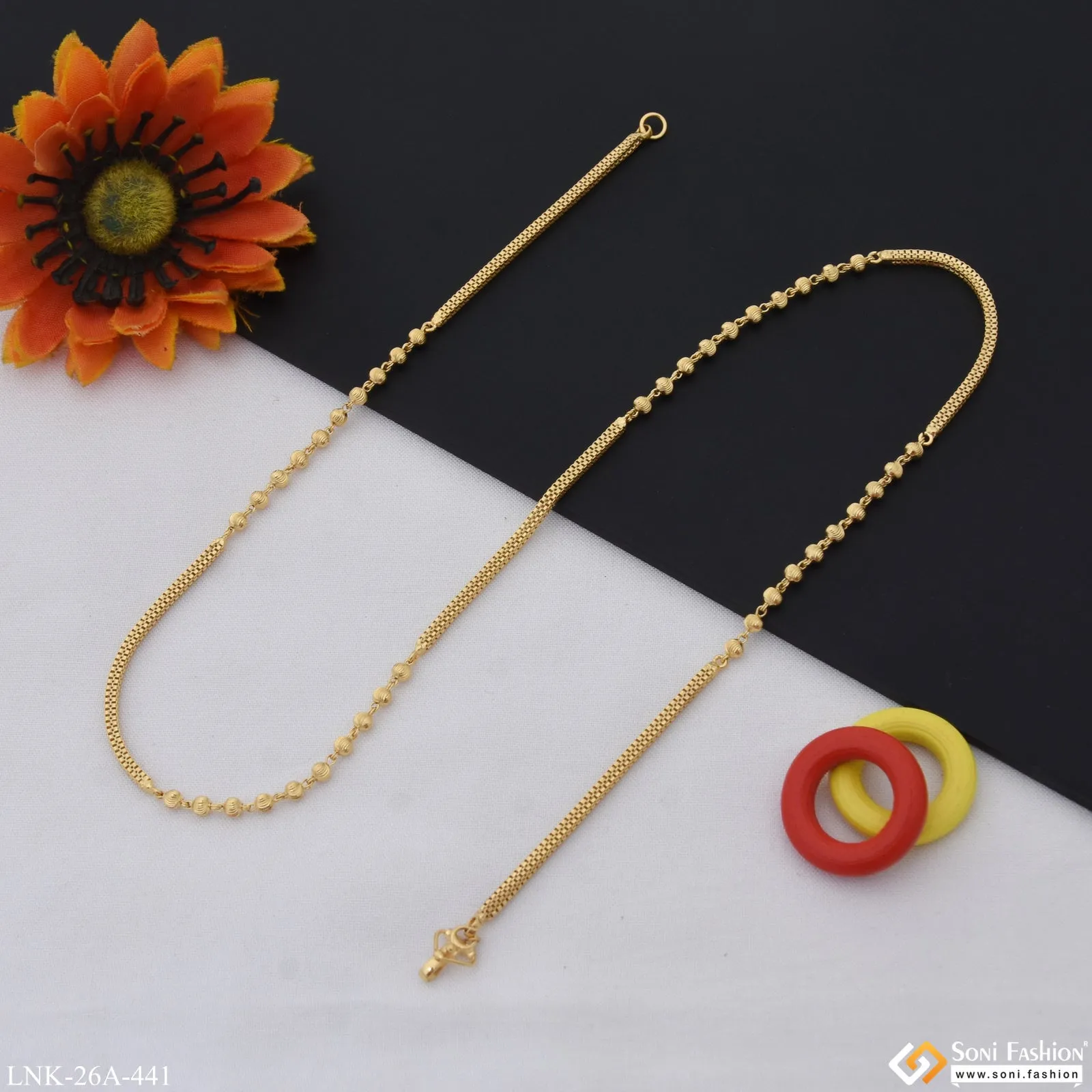 1 Gram Gold Plated Beautiful Design Gold Plated Chain for Ladies - Style A441