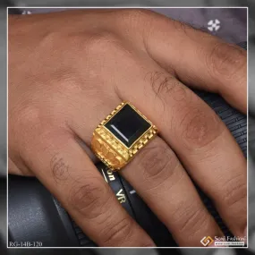 1 Gram Gold Plated Black Stone Exciting Design High-Quality Ring - Style B120 1 Gram Gold Plated Black Stone Exciting Design High-Quality Ring - Style B120
