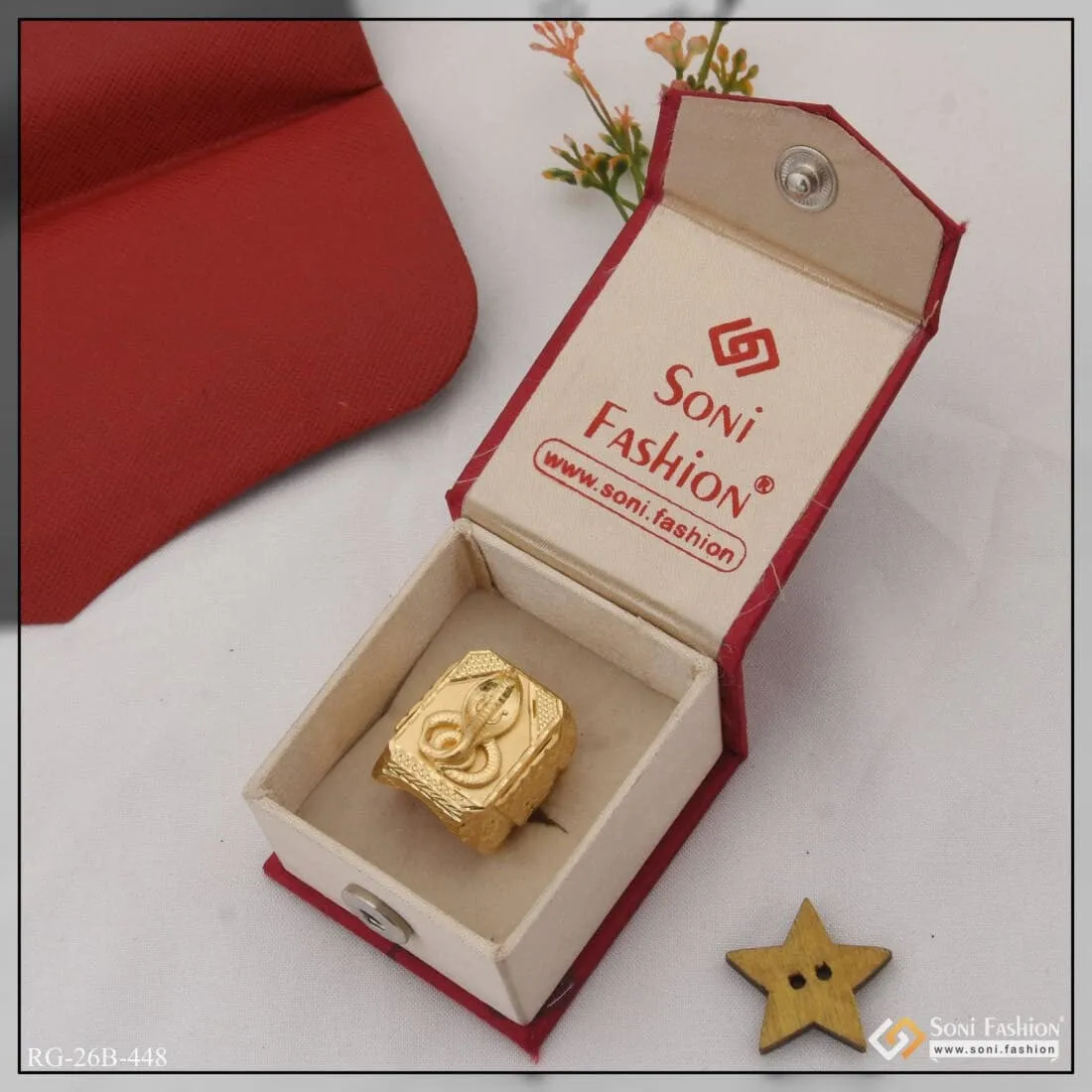 1 Gram Gold Plated Goga Maharaj Attention-Getting Design Ring for Men - Style B448