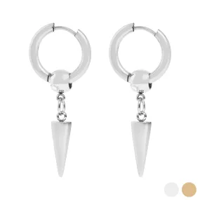 18K Gold PVD Stainless Steel Spike Pendant Hoop Earrings / ERJ0036 18K Gold PVD Stainless Steel Spike Pendant Hoop Earrings / ERJ0036