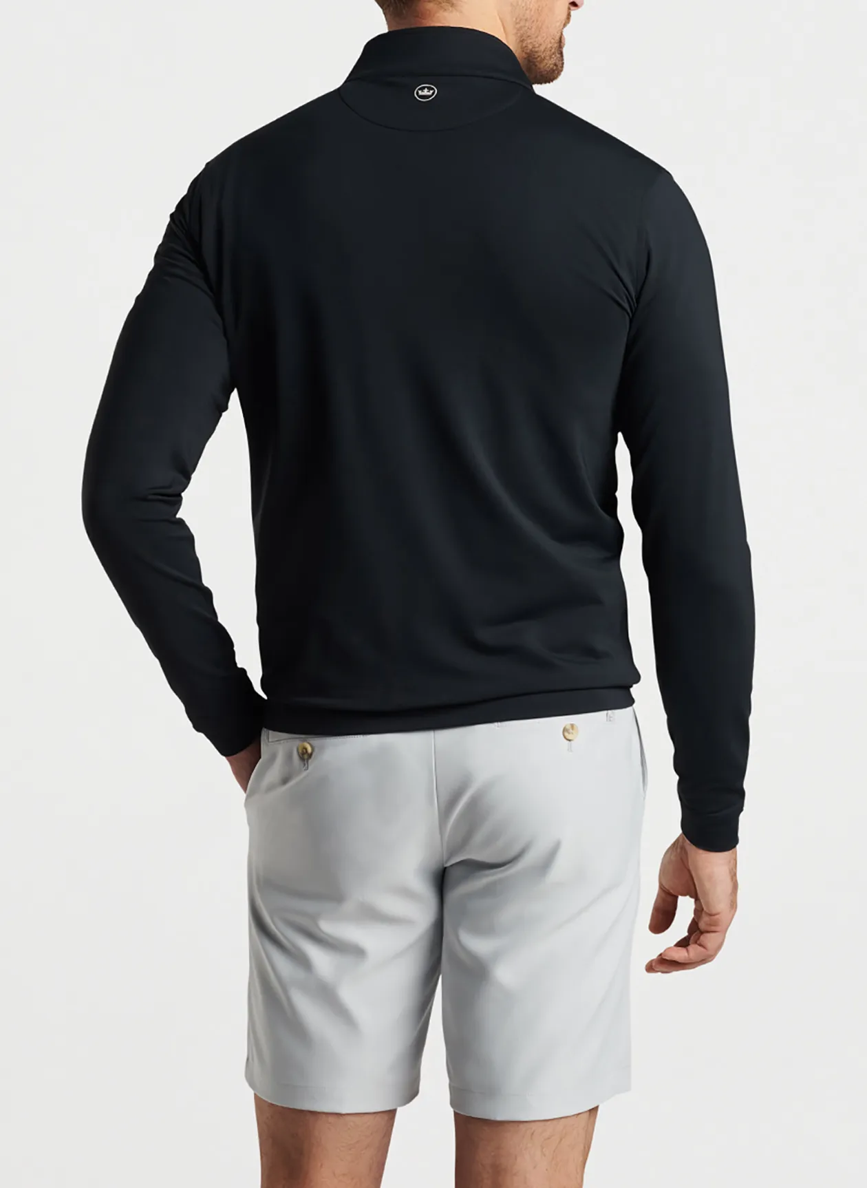 3-Day Swift Ship: Peter Millar - Men's Perth Stretch Loop Terry Quarter-Zip - Black