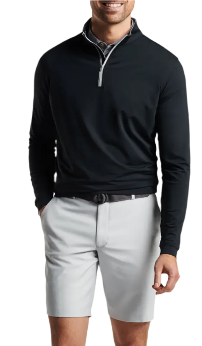 3-Day Swift Ship: Peter Millar - Men's Perth Stretch Loop Terry Quarter-Zip - Black
