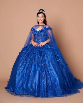 3D Floral Off Shoulder Cape Ball Gown by Calla SCL30001 3D Floral Off Shoulder Cape Ball Gown by Calla SCL30001