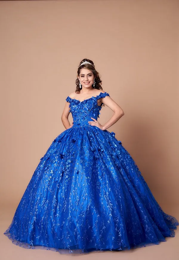 3D Floral Off Shoulder Cape Ball Gown by Calla SCL30001