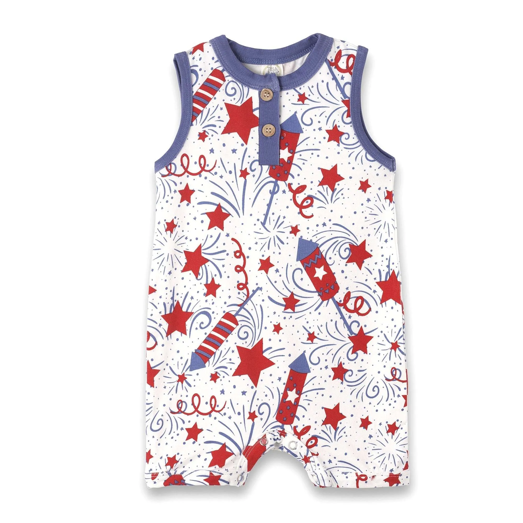 4Th of July Sleeveless Shortie Baby Romper