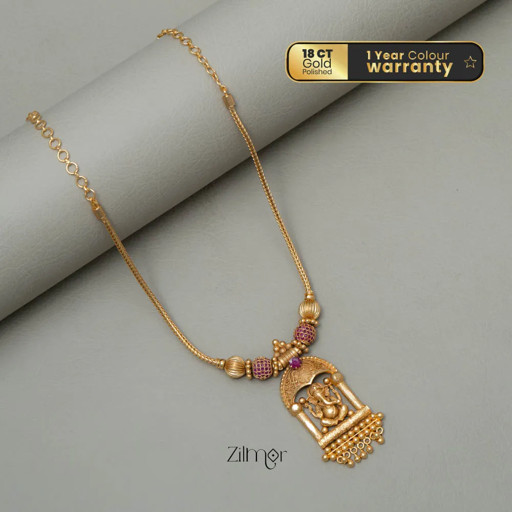 AG101808 - Gold tone Ganapathi Pendant Necklace