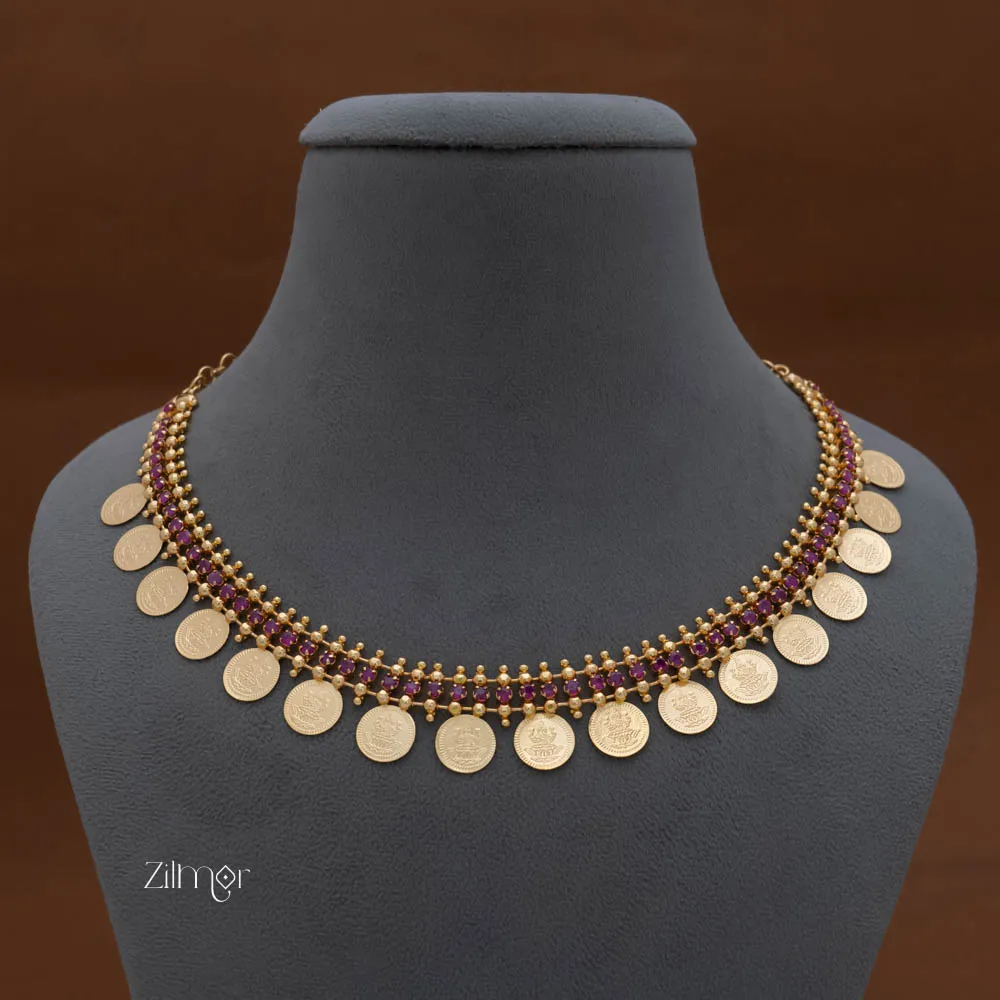 AG101962 - Gold tone Lakshmi coin Kaashu Bridal Choker Necklace