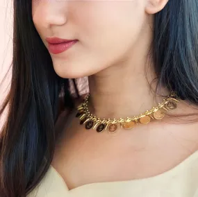 AG200136 - Goldtone Lakshmi Coin Necklace AG200136 - Goldtone Lakshmi Coin Necklace