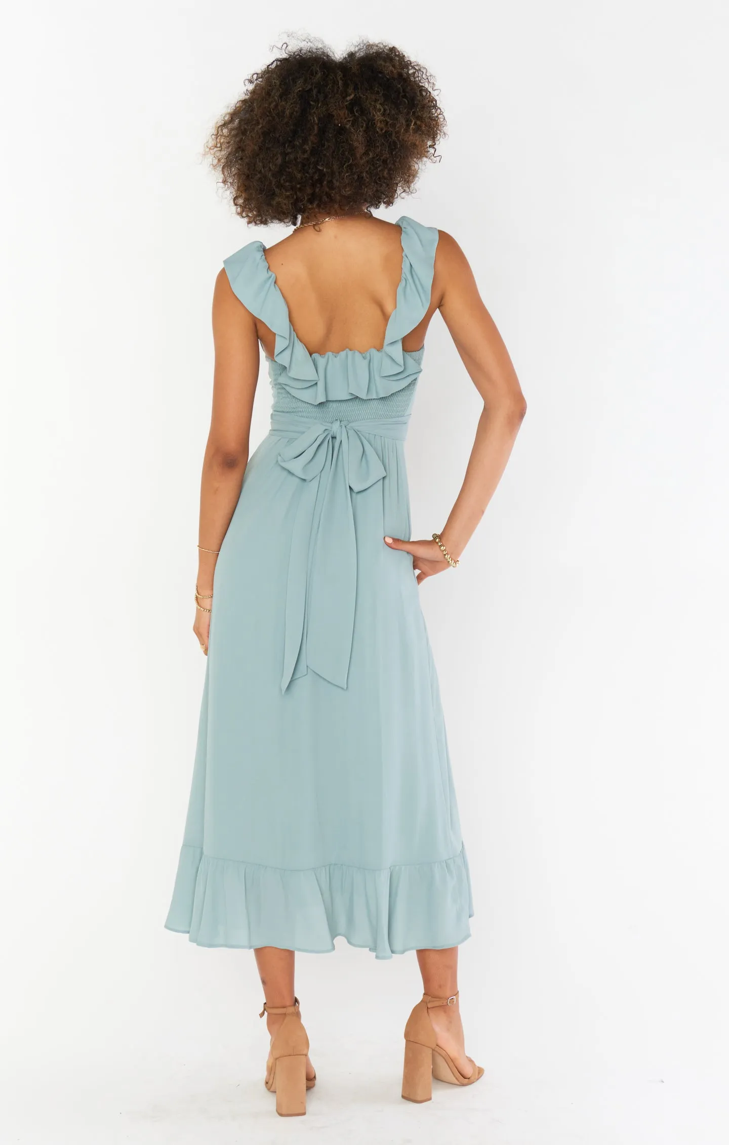 Alexis Midi Dress ~ Silver Sage Crisp