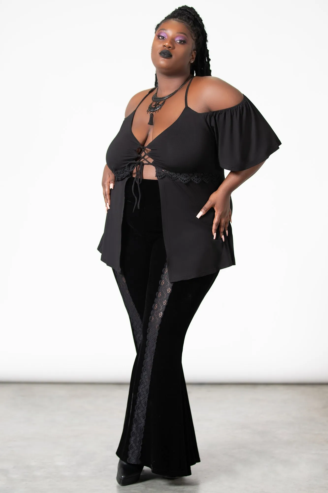 Amber Bat Cold Shoulder Top [PLUS]