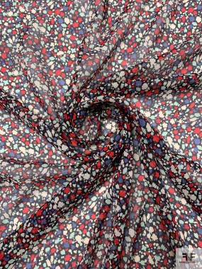 Anna Sui Ditsy Floral Silhouette Printed Silk Chiffon - Red / Periwinkle / Off-White / Mint / Black Anna Sui Ditsy Floral Silhouette Printed Silk Chiffon - Red / Periwinkle / Off-White / Mint / Black