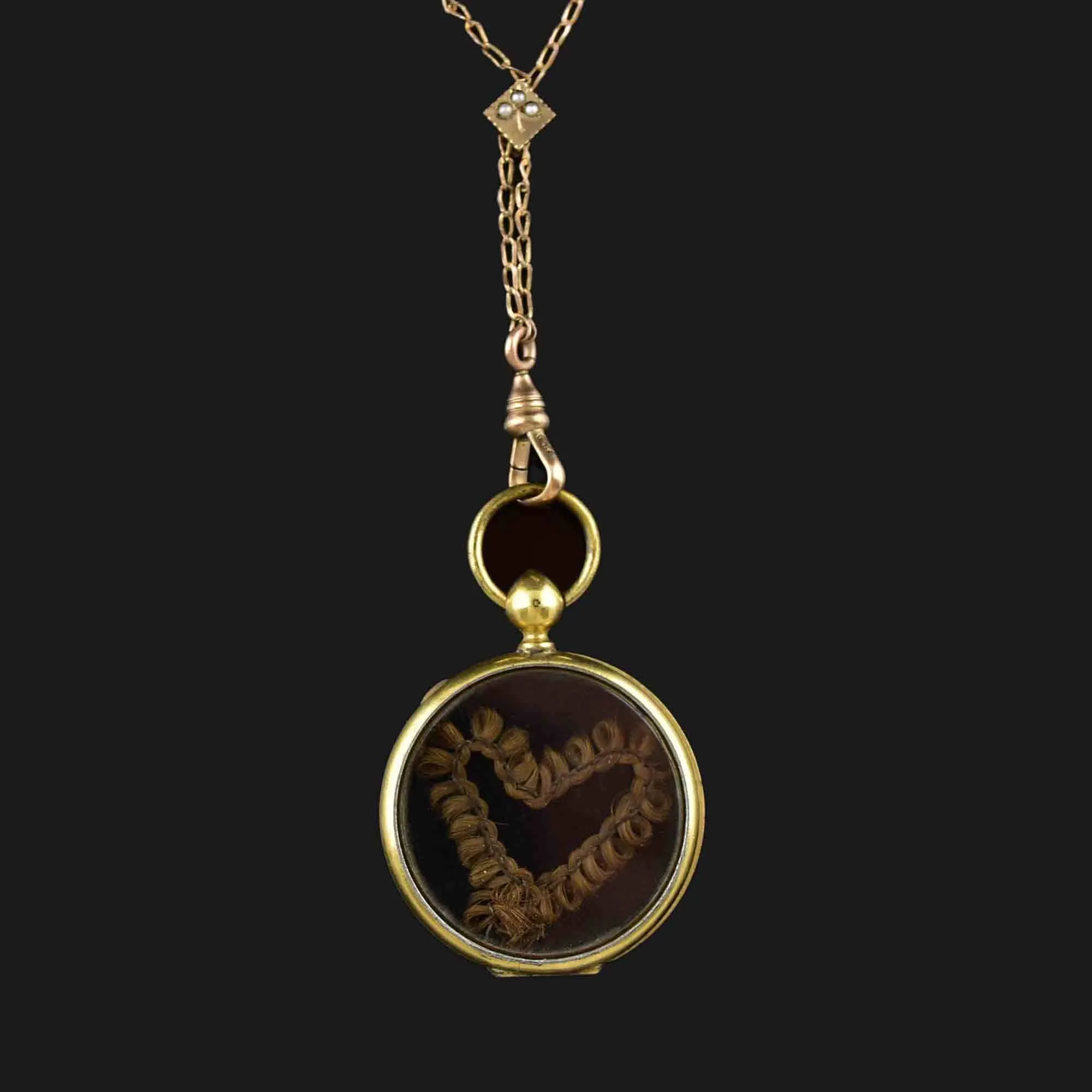 Antique 10K Gold Pearl Victorian Shaker Locket Necklace