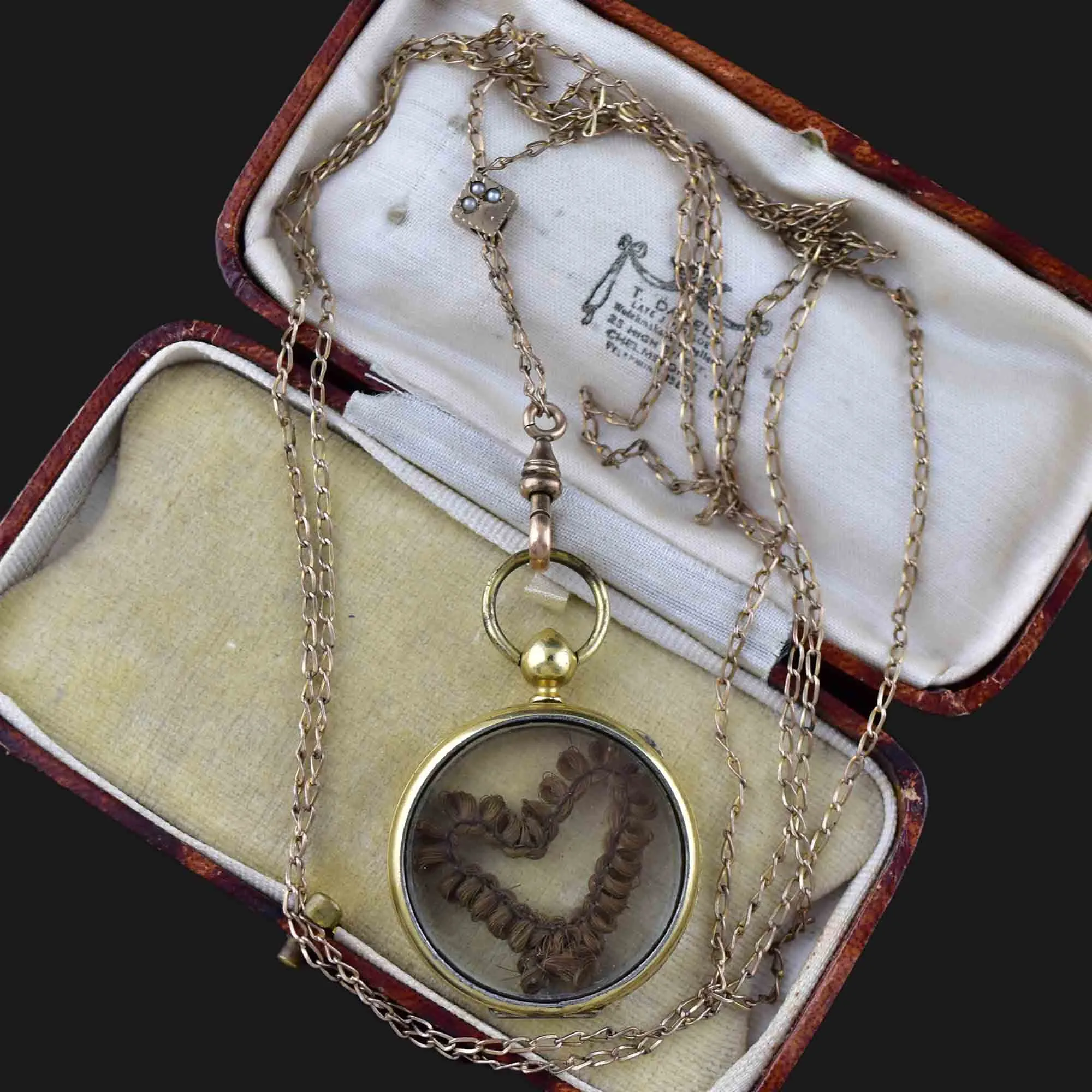 Antique 10K Gold Pearl Victorian Shaker Locket Necklace
