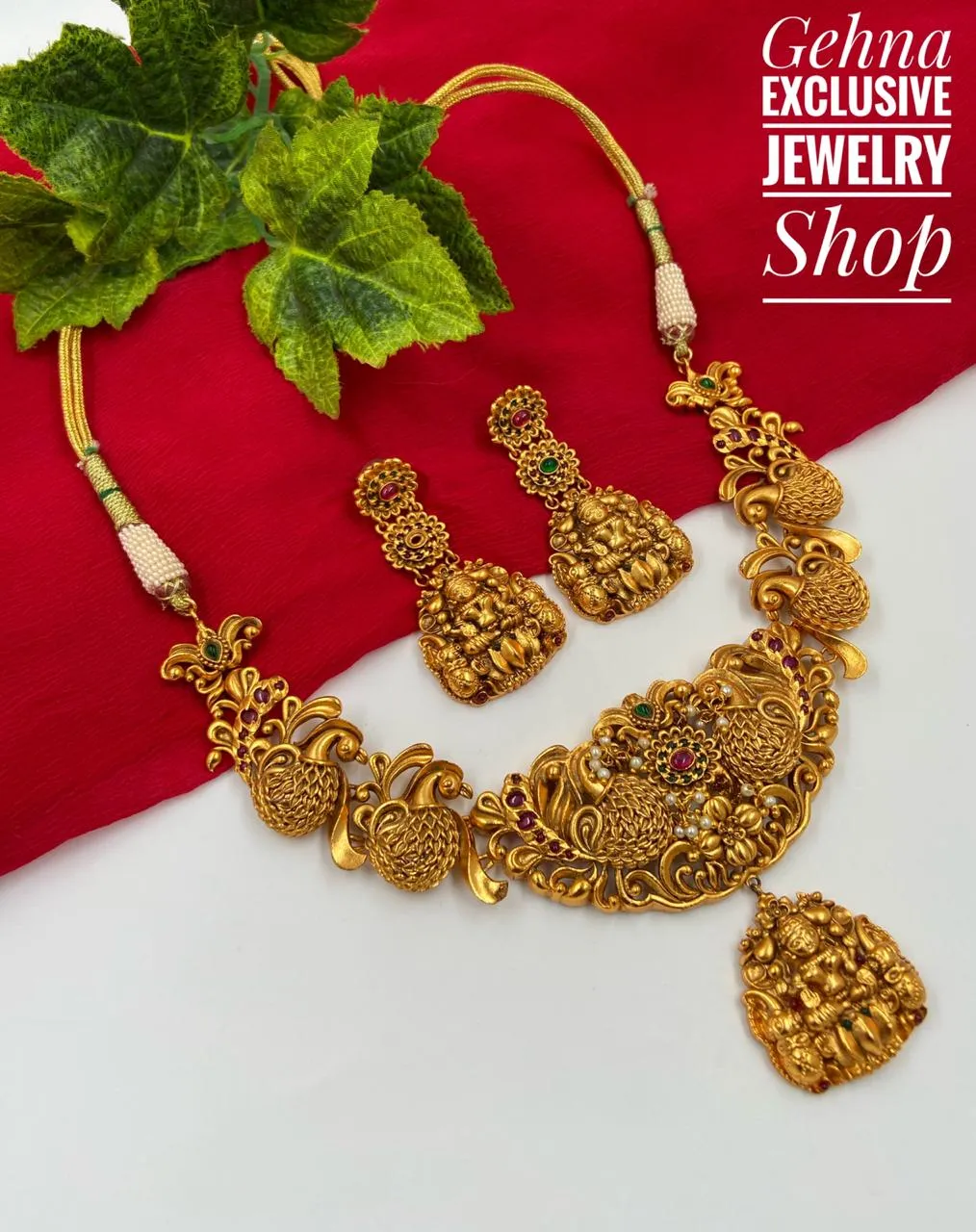 Antique Gold Goddess Lakshmi Necklace Set By Gehna Shop