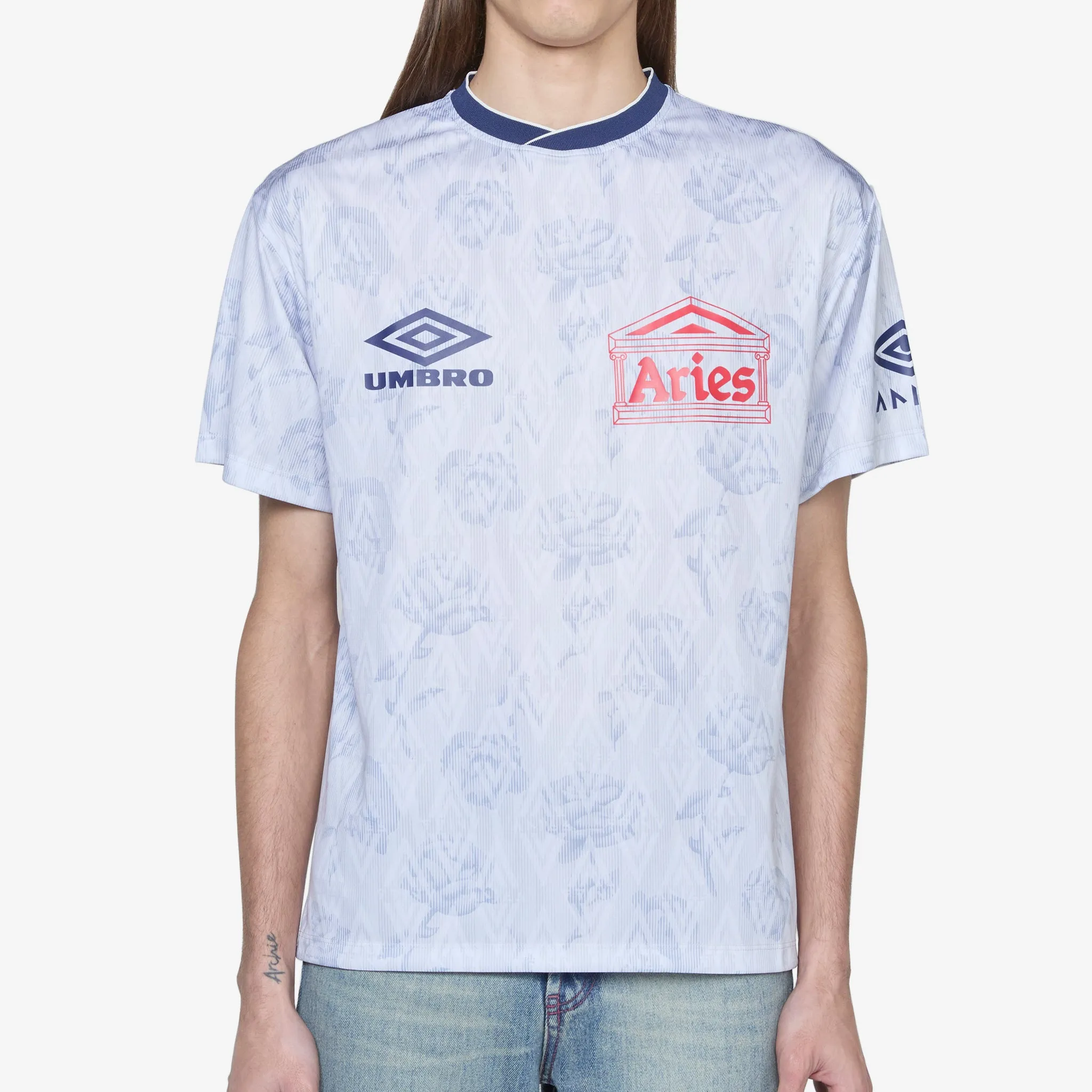 Aries x Roses Short Sleeve Football Jersey White