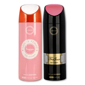 Armaf Vanity Femme Essence & Tres Jour Deodorant for Women - 200ML Each (Pack of 2) Armaf Vanity Femme Essence & Tres Jour Deodorant for Women - 200ML Each (Pack of 2)