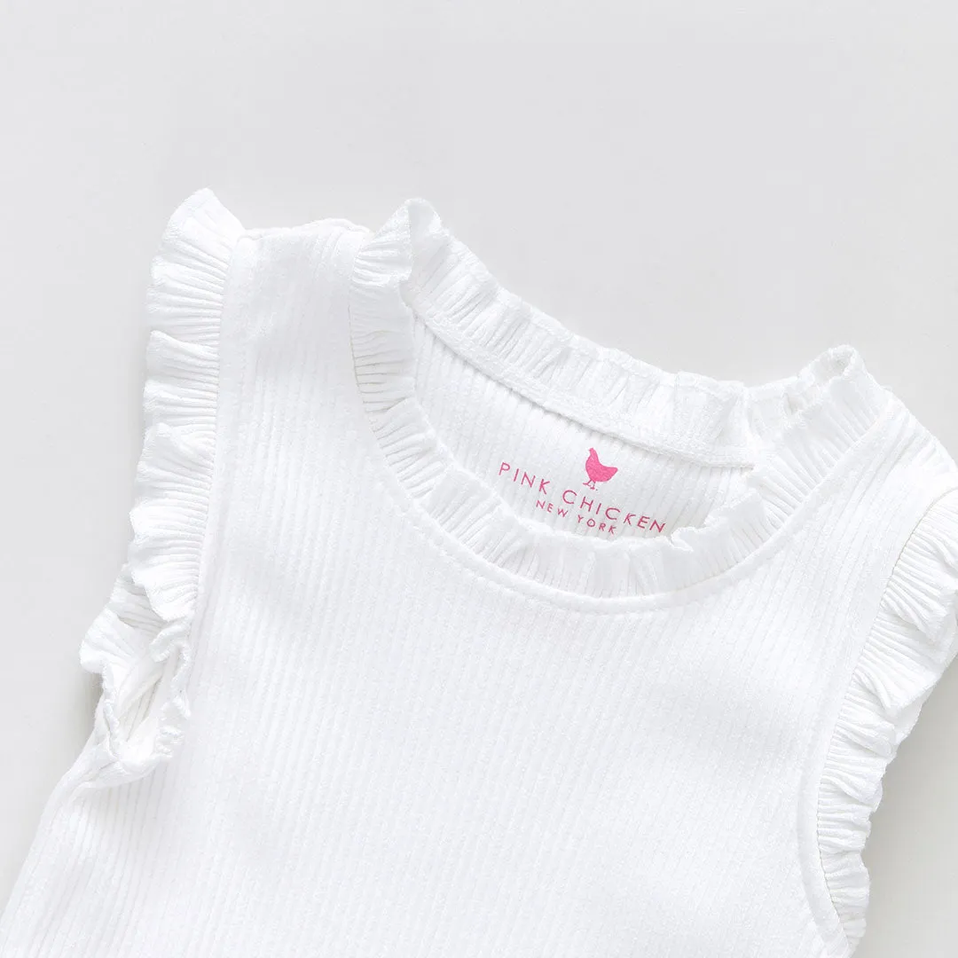 Baby Girls Organic Ruffle Rib 2-Piece Set - White