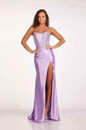 Beaded Fitted Strapless Slit Gown by Abby Paris 90255 Beaded Fitted Strapless Slit Gown by Abby Paris 90255