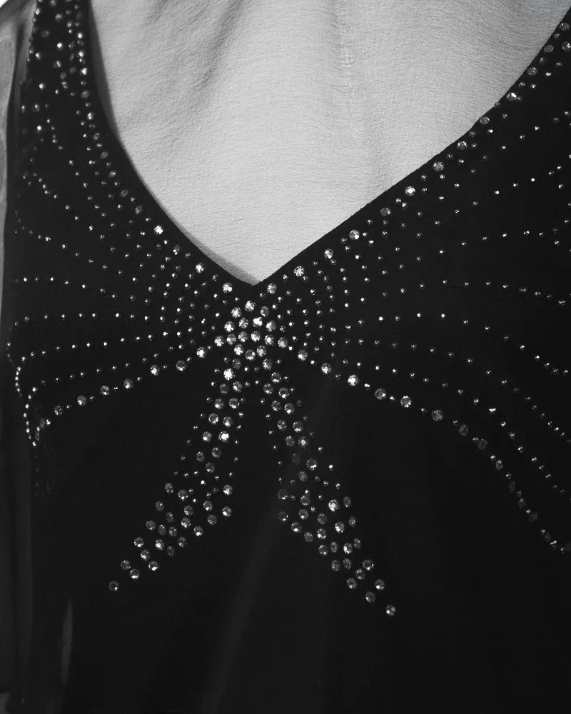 Black Chiffon Gown with Shawl