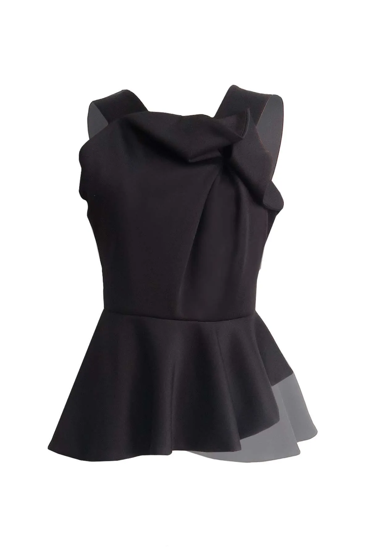 Black Ruffled Peplum Tank Top