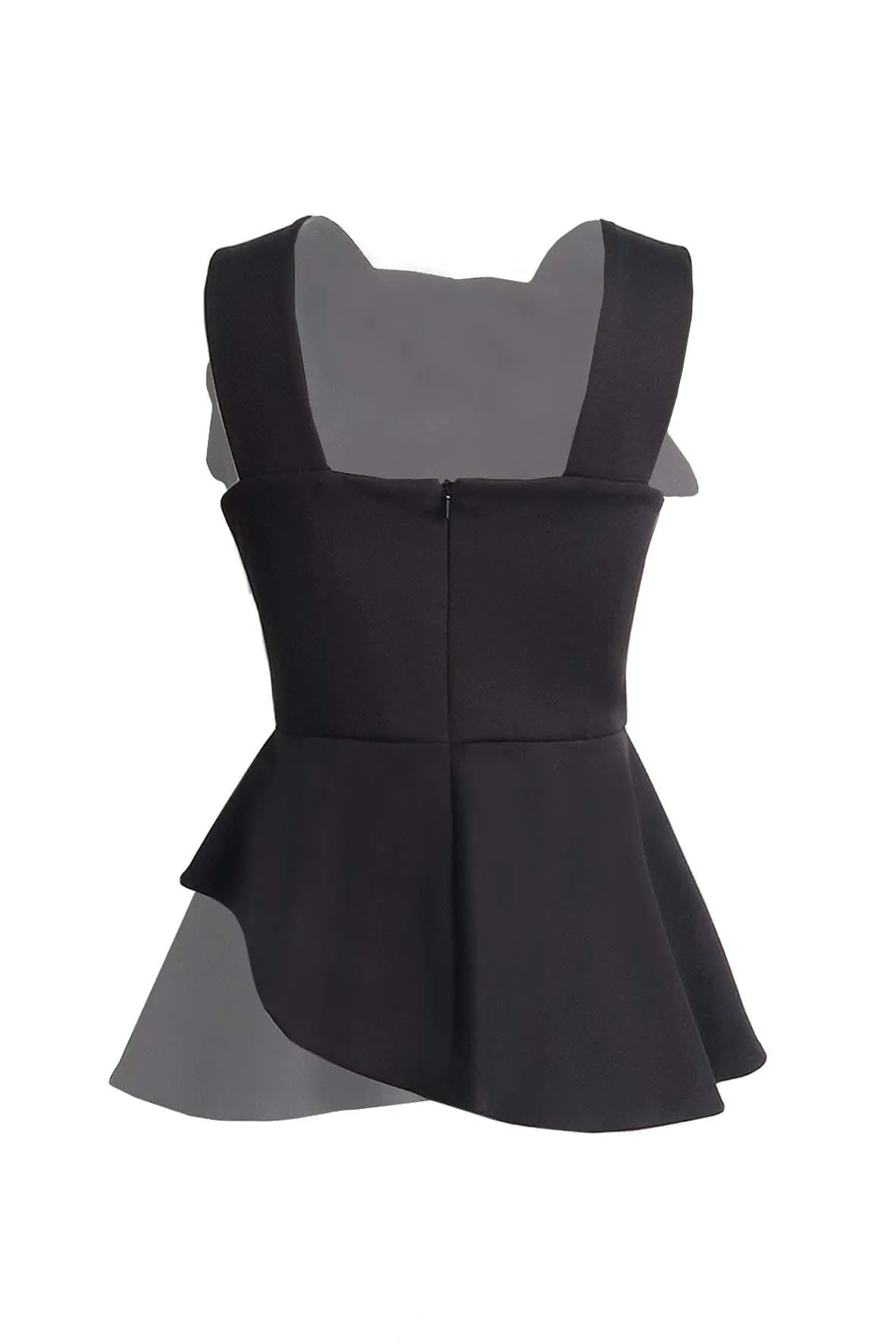 Black Ruffled Peplum Tank Top