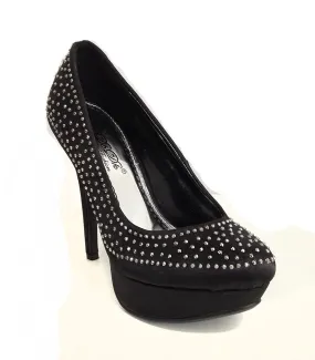 Black Satin Rhinestone Formal Platform Pump Stiletto Heels Black Satin Rhinestone Formal Platform Pump Stiletto Heels