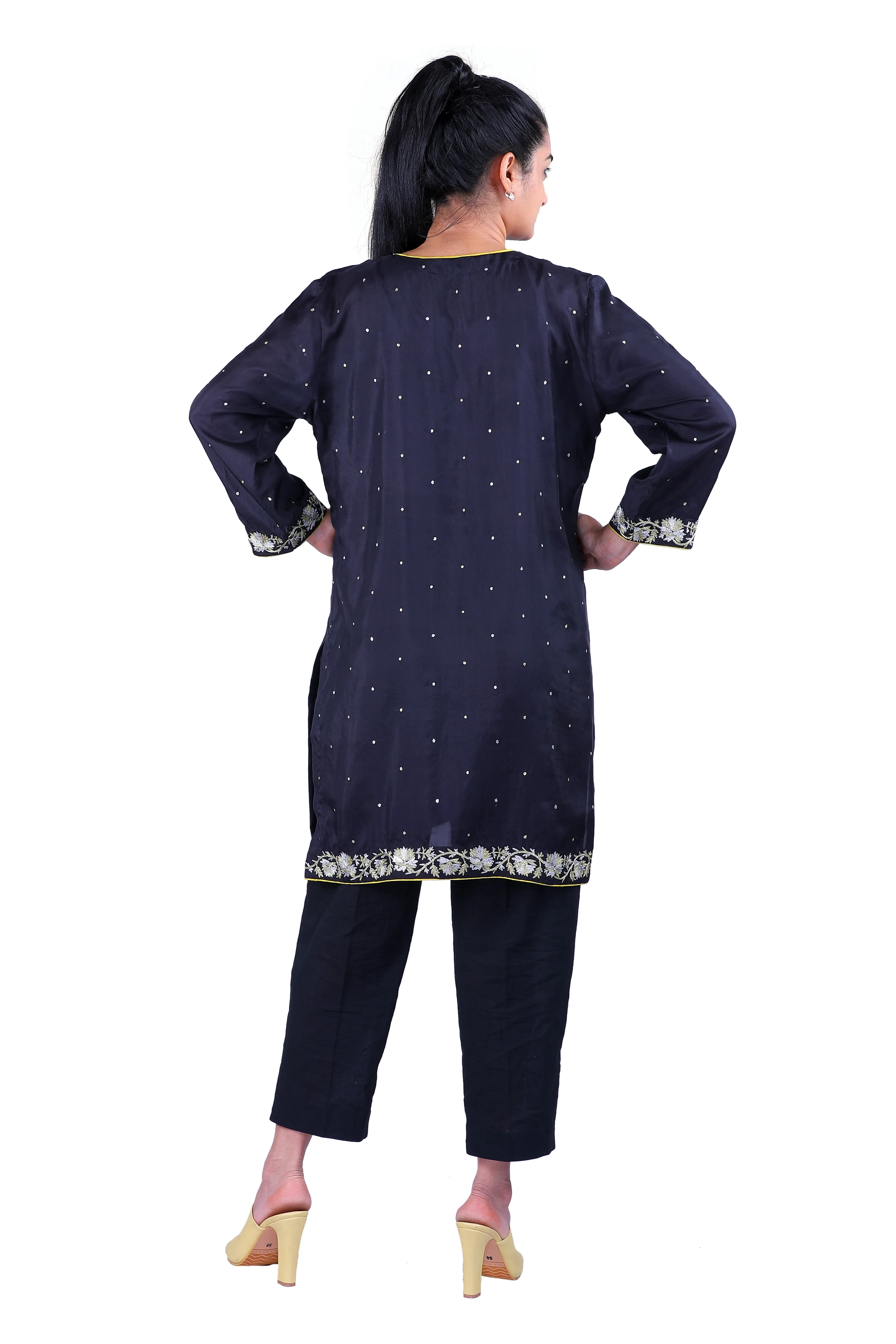 Black Soft Silk kurta