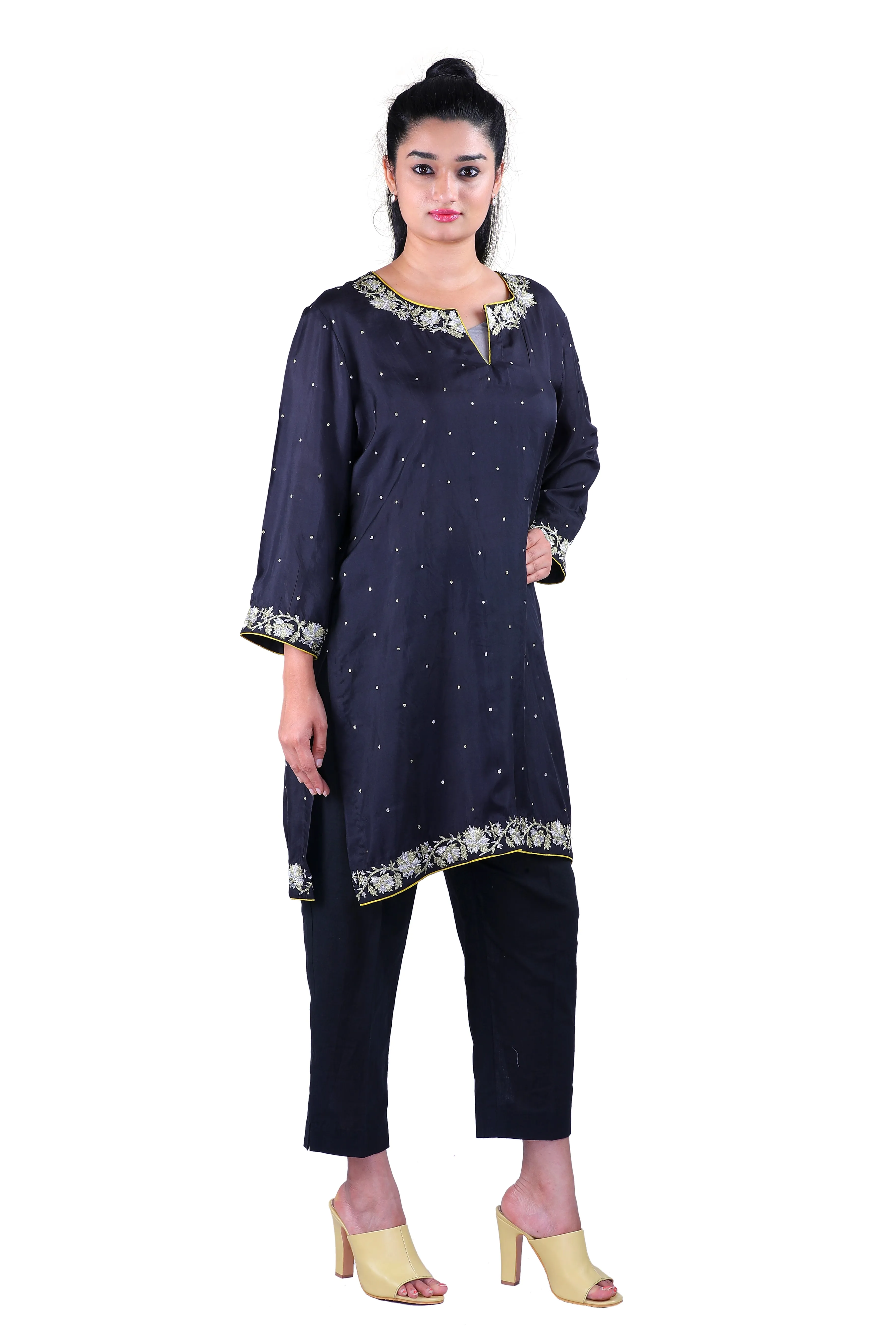 Black Soft Silk kurta