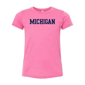 Block Michigan Youth Triblend T-Shirt - Charity Pink Block Michigan Youth Triblend T-Shirt - Charity Pink