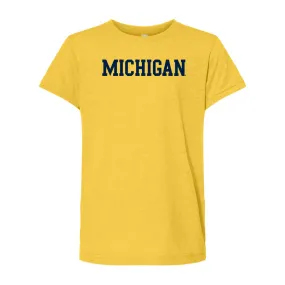 Block Michigan Youth Triblend T-Shirt - Yellow Gold Block Michigan Youth Triblend T-Shirt - Yellow Gold