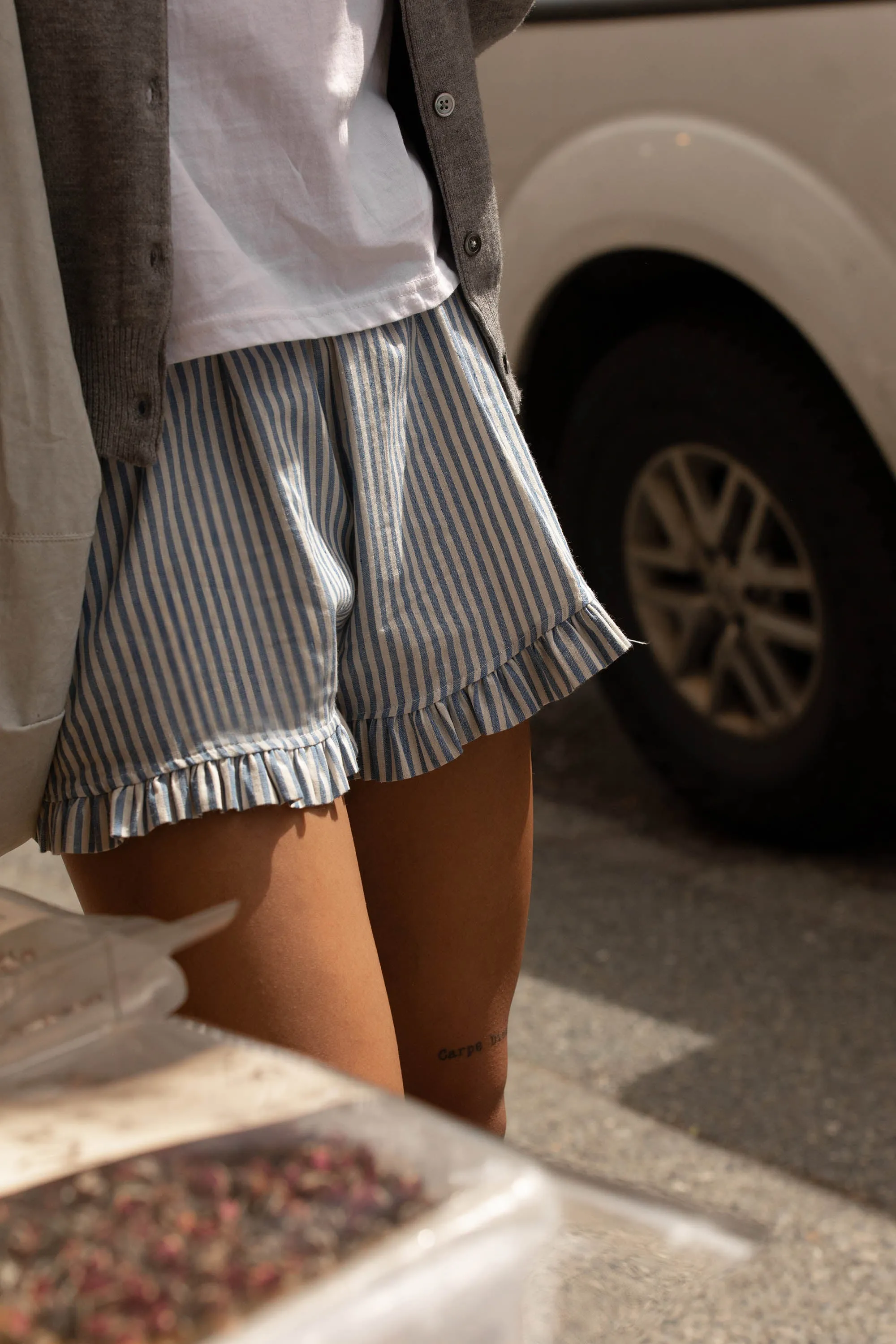 BLUE PINSTRIPE SHORT