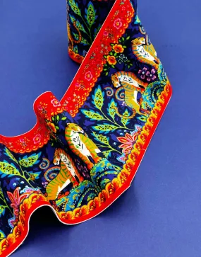 Blue Tiger Velvet Border Fabric, Odile Bailloeul Blue Tiger Velvet Border Fabric, Odile Bailloeul