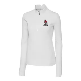 BSU Cardinals Women's Cutter & Buck Traverse Stretch Quarter-Zip White Pullover BSU Cardinals Women's Cutter & Buck Traverse Stretch Quarter-Zip White Pullover