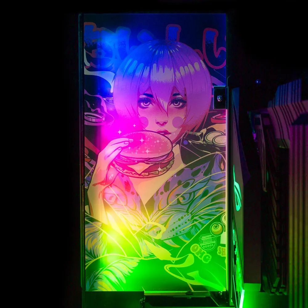 Burger Geisha Lian Li O11 and Dynamic and XL Rear Panel Plate Cover with ARGB LED Lighting