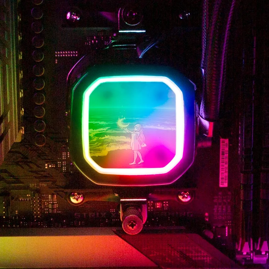 Catching The Moon AIO Cover for Corsair RGB Hydro Platinum and Pro Series (H100i, H115i, H150i, H100X, XT, X, SE, H60)